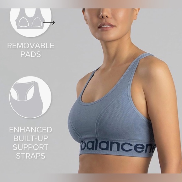 New Balance Seamless Cami Sports Bra. Racerback. Black w/ silver logo. M. NWOT - Picture 11 of 14